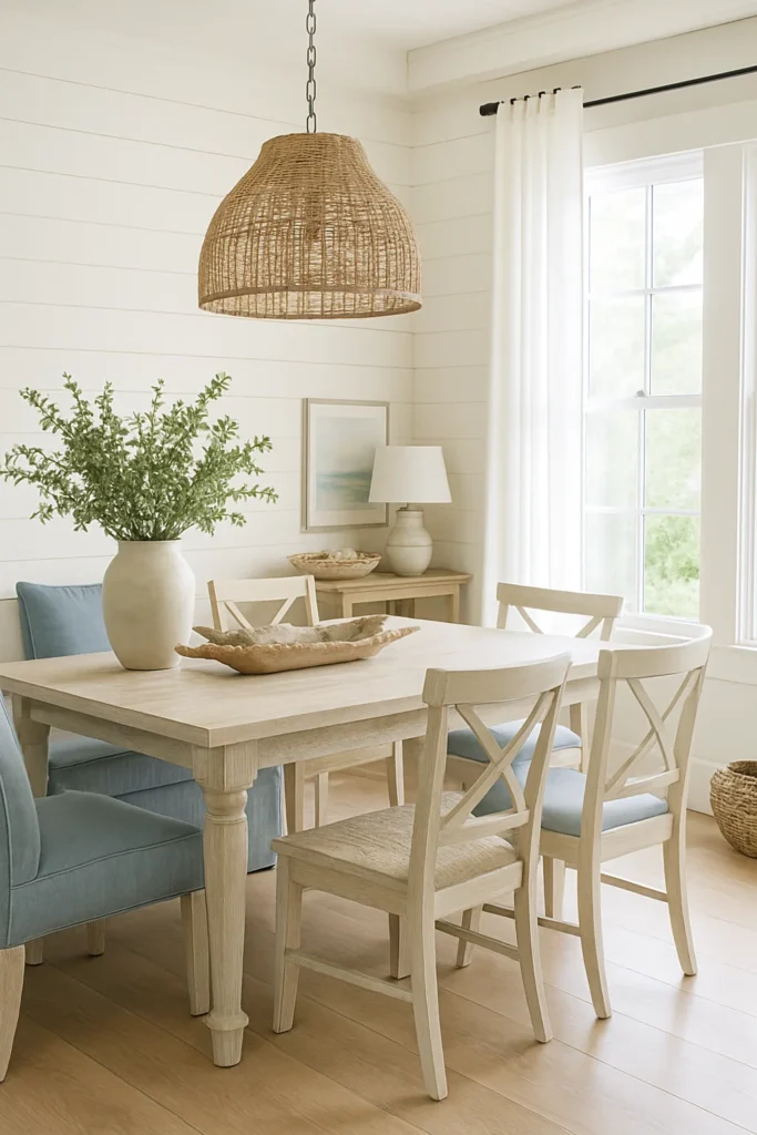 Discover 14 modern farmhouse dining room ideas that blend rustic charm with modern style to create a cozy, inviting, and stylish gathering space.